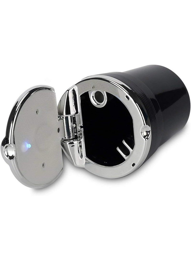 المحمولة للسيارات الرماد مع غطاء أنيق الدخان الذاتي إطفاء السجائر الرماد حامل مع أزرق LED ضوء أسود - Image 2